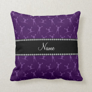 Coussin motif pom-pom girl de nom pourpre personnalisé