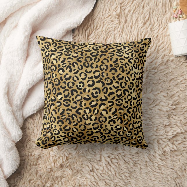 Coussin Motif Poster de animal Léopard Spots Gold Black (Couverture)