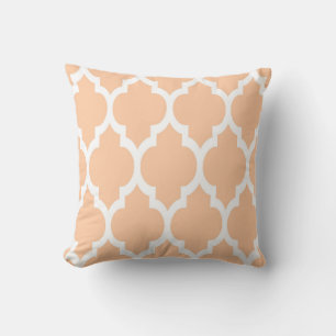 Coussin Motif Quatrefoil Marocain Blanc et Pêche #4