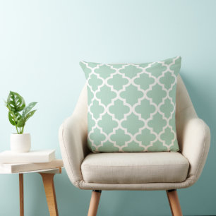 Coussin Motif Quatrefoil Marocain moderne Mint Green