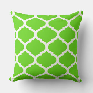 Coussin Motif Quatrefoil Marocain Vert Citron