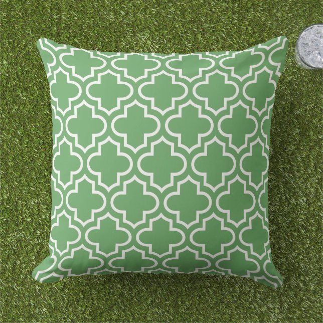 Coussin Motif Quatrefoil Marocain Vert Moderne (Herbe)