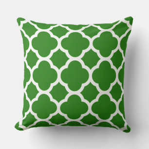 Coussin Motif Quatrefoil vert de la forêt tendance