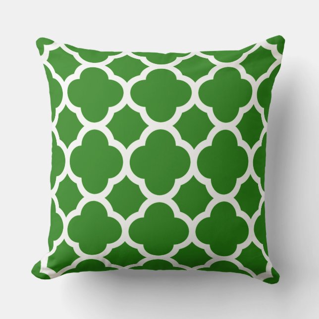 Coussin Motif Quatrefoil vert de la forêt tendance (Recto)