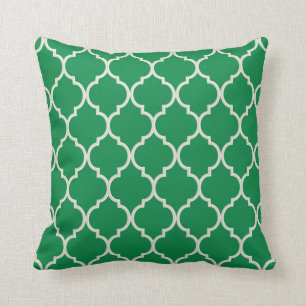 Coussin Motif Quatrefoil vert et blanc shamrock