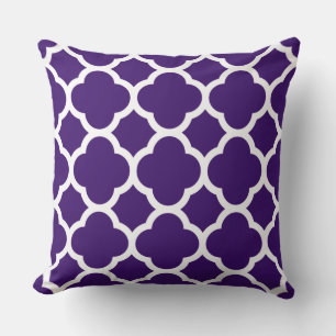 Coussin Motif Quatrefoil violet et blanc