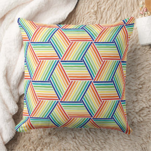 Coussin Motif Rainbow Cube coloré moderne