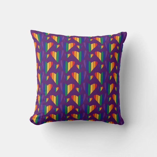 Coussin Motif Rainbow Hearts (Recto)