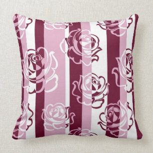 Coussin Motif rayé avec des roses