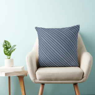 Coussin Motif rayé bleu denim bleu et blanc