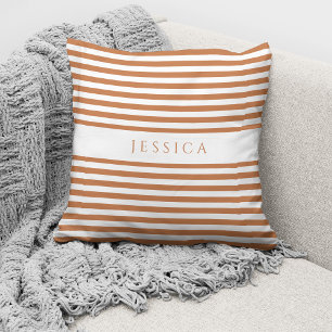 Coussin Motif rayé en terre cuite moderne Nom