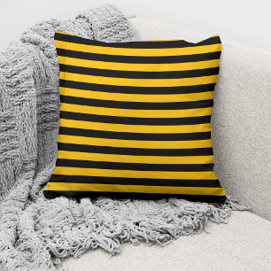 Coussin Motif rayé jaune et noir moderne