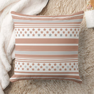 Coussin Motif rayé marron avec étoiles