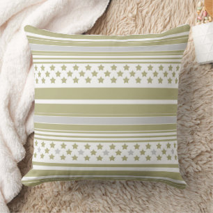 Coussin Motif rayé olive avec étoiles