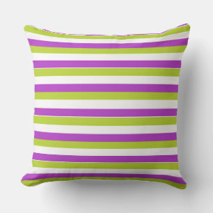Coussin Motif rayé violet et vert citron vibrant