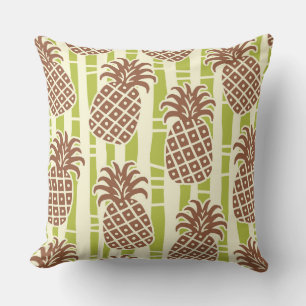 Coussin Motif rayures bambou ananas Tiki