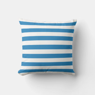 Coussin Motif rayures bleu pastel royal et blanc