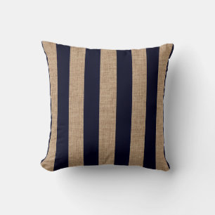 Coussin Motif rayures bleues marine nautiques, Thème de vo