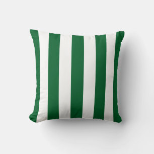 Coussin Motif rayures vert forêt et blanc XL
