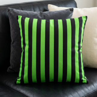 Coussin Motif rayures vert lime et noir