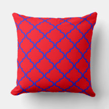 Coussin Motif Red Blue Marocain