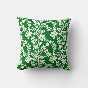 Coussin Motif répété Floral Vert Et Blanc