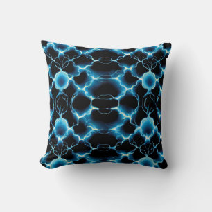 Coussin Motif répétitif de synthèse électrique bleue