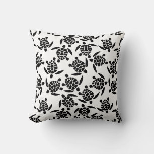 Coussin Motif répétitif noir et blanc   Motif de tortue ma