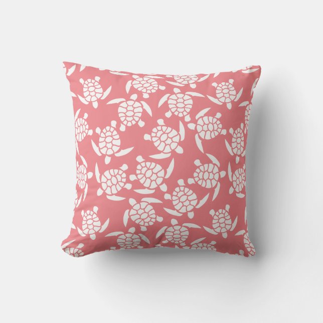 Coussin Motif Répétition Blanc Et Rose | Motif de tortue m (Recto)