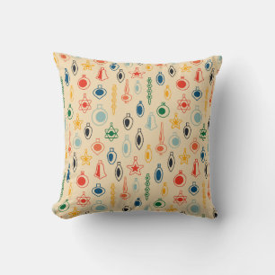 Coussin Motif rétro du milieu du siècle avec jouets d'arbr