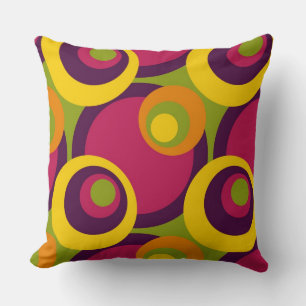 Coussin Motif rétro jaune orange citron violet Cinquante a