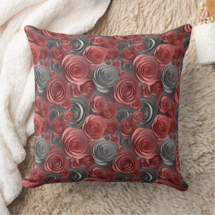 Coussin motif rose 3d
