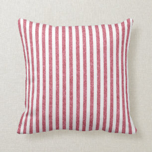 Coussin Motif rose à rayures or et blanc