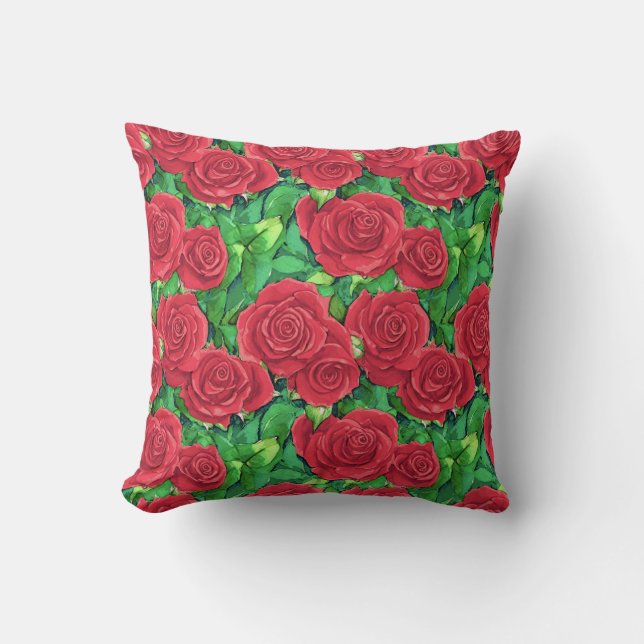Coussin Motif Rose couleur rouge/Crimson (Recto)
