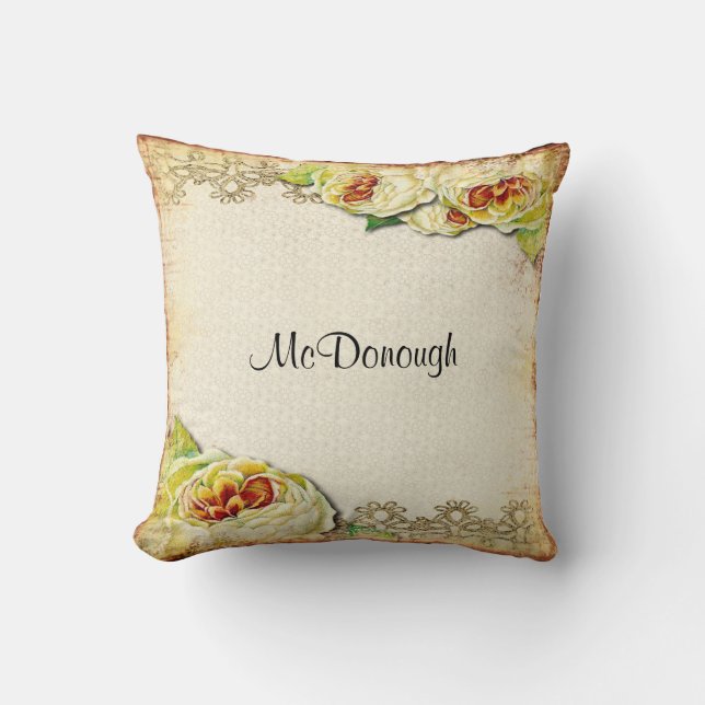 Coussin Motif rose de collage de cru (Recto)