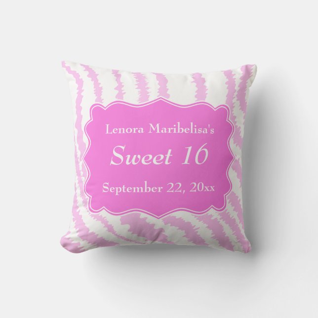Coussin Motif rose d'impression de zèbre du bonbon 16 (Recto)
