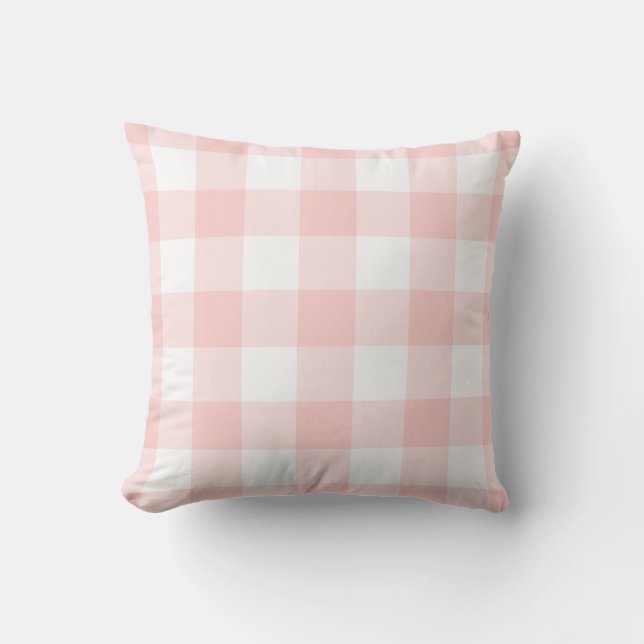 Coussin Motif rose et blanc En vichy blanc À damiers (Recto)