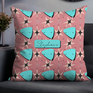 Coussin Motif rose moderne du milieu du siècle