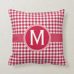 Coussin Motif rouge de nappe de guingan de pays