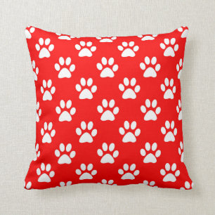Coussin Motif rouge et blanc de pattes