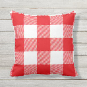 Coussin Motif rouge et blanc rustique de contrôle de