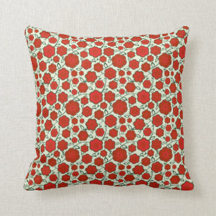 Coussin Motif rouge floral oriental frais d'ornement de