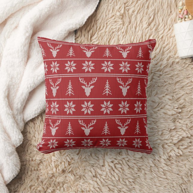 Coussin Motif rouge moche de Noël (Couverture)
