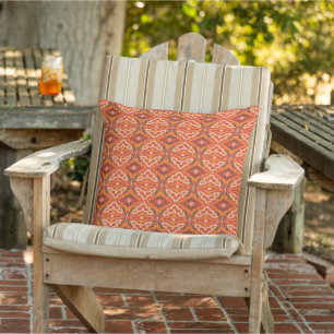 Coussin Motif Rouge Orange Brun des Couleurs d'Automne