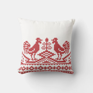 Coussin Motif russe de la croix des Roosters rouges