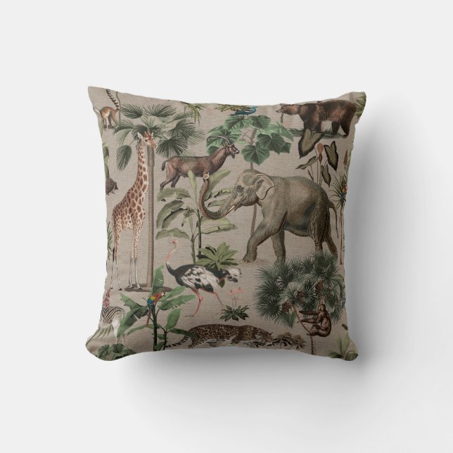 Coussin Motif Safari de la Jungle tropicale (Recto)