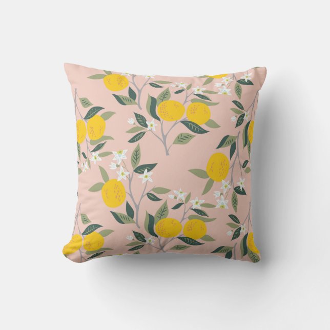 Coussin Motif sans couture avec branches d'oranges en fleu (Recto)