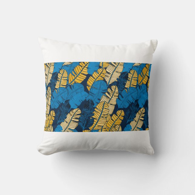 Coussin Motif sans couture avec feuilles tropicaux dessiné (Recto)