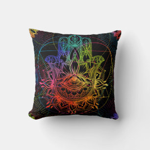 Coussin Motif sans couture avec hamsa orné dessiné à la ma
