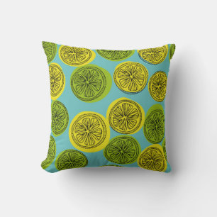 Coussin Motif sans couture avec tranches de citron. illust